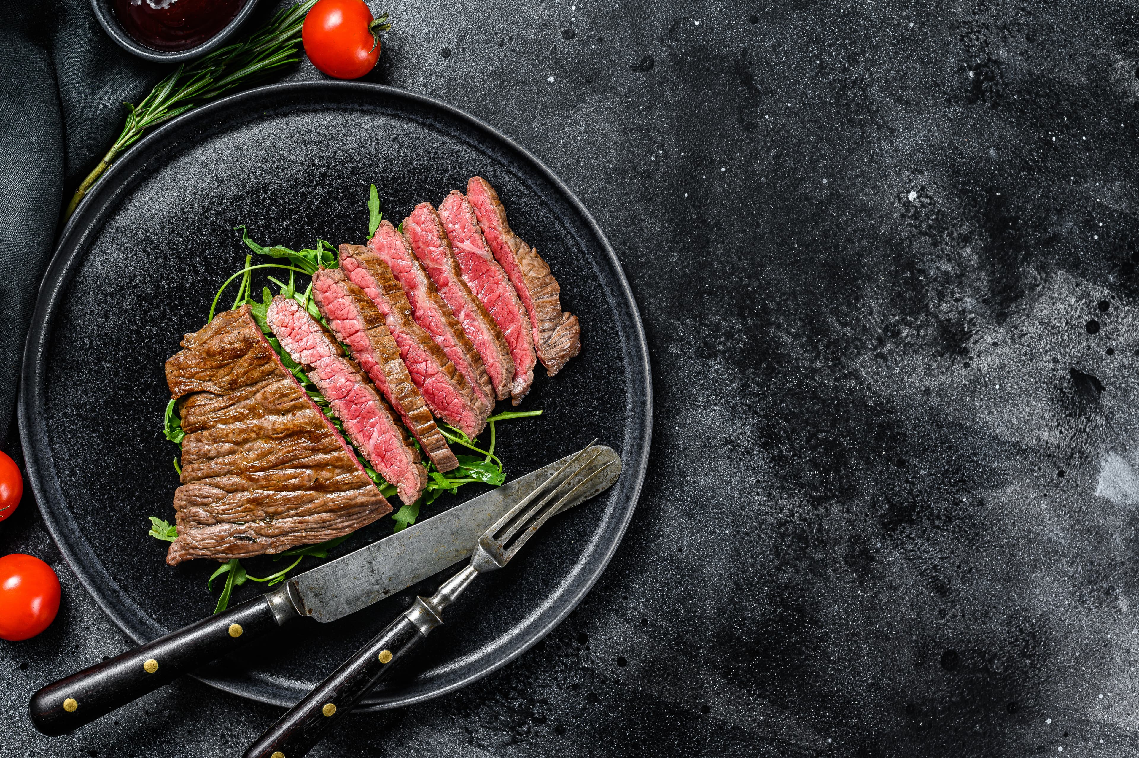 Grilled and cut flat iron steak
